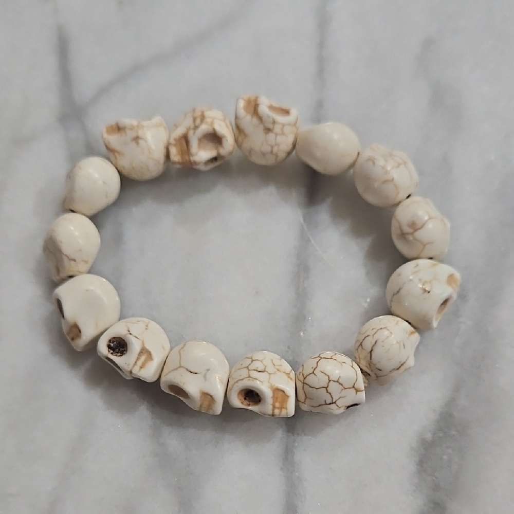 White Skull Bead Bracelet